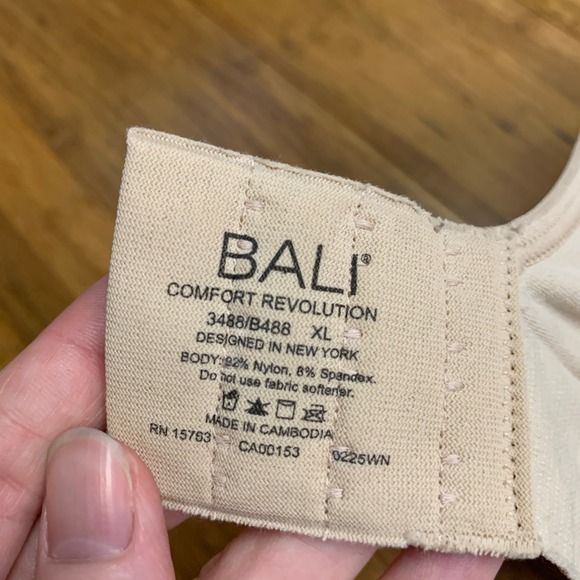 Bali 3488 Comfort Revolution Full Coverage T-Shirt Bra Floral Print XL Beige - Picture 4 of 5